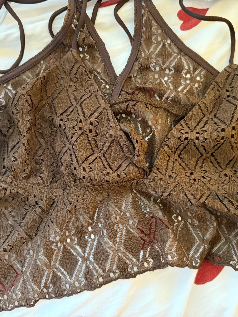 Cider Brown Lace Ruffle Crop Top - Picture 5 of 7